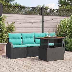 Imagine vidaXL Set de canapele pentru grădină 5 buc. Negru Rattan poli