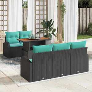 Imagine vidaXL Set de canapele pentru grădină 6 buc. Negru Rattan poli