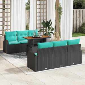 Imagine vidaXL Set de canapele pentru grădină 7 buc. Negru Rattan poli