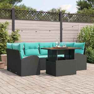 Imagine vidaXL Set de canapele pentru grădină 7 buc. Negru Rattan poli