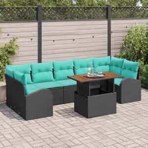 Imagine vidaXL Set de canapele pentru grădină 8 buc. Negru Rattan poli