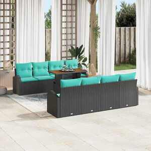 Imagine vidaXL Set de canapele pentru grădină 9 buc. Negru Rattan poli