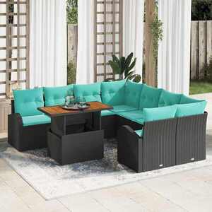 Imagine vidaXL Set de canapele pentru grădină 9 buc. Negru Rattan poli
