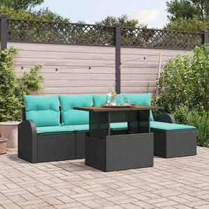 Imagine vidaXL Set de canapele pentru grădină 6 buc. Negru Rattan poli