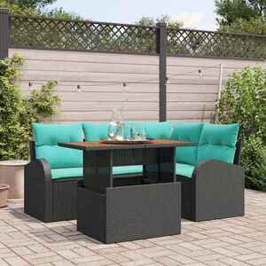 Imagine vidaXL Set de canapele pentru grădină 5 buc. Negru Rattan poli