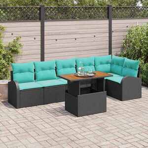 Imagine vidaXL Set de canapele pentru grădină 7 buc. Negru Rattan poli