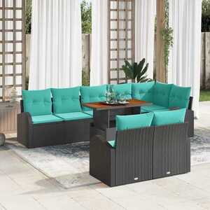 Imagine vidaXL Set de canapele pentru grădină 9 buc. Negru Rattan poli