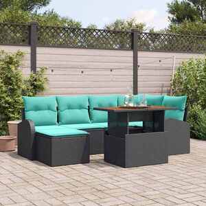 Imagine vidaXL Set de canapele pentru grădină 7 buc. Negru Rattan poli