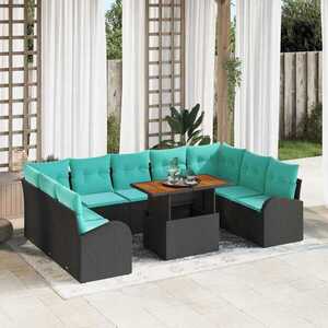 Imagine vidaXL Set de canapele pentru grădină 10 buc. Negru Rattan poli