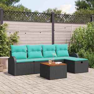 Imagine vidaXL Set de canapele pentru grădină 6 buc. Negru Rattan poli