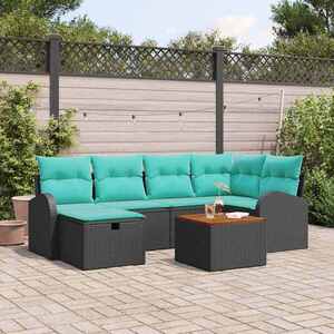 Imagine vidaXL Set de canapele pentru grădină 7 buc. Negru Rattan poli