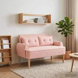 Imagine vidaXL Canapea cu capitonaj butonat Roz 117 x 67 x 77 cm Bouclé