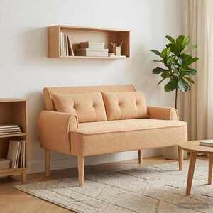Imagine vidaXL Canapea cu capitonaj butonat Bej 117 x 67 x 77 cm Bouclé