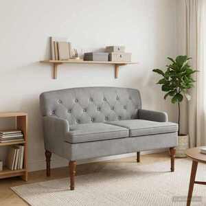 Imagine vidaXL Canapea cu capitonaj butonat Gri deschis 111 x 65 x 79 cm