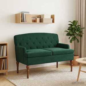 Imagine vidaXL Canapea cu capitonaj butonat Verde închis 111 x 65 x 79 cm