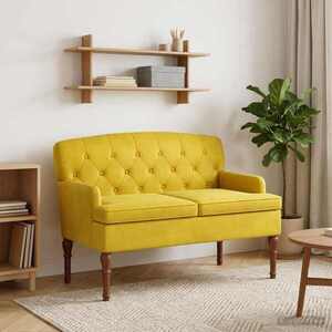 Imagine vidaXL Canapea cu capitonaj butonat Galben Deschis 111 x 65 x 79 cm