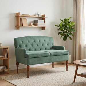 Imagine vidaXL Canapea cu capitonaj butonat Verde Mării 111 x 65 x 79 cm