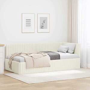 Imagine vidaXL Cadru de pat colțar cu headboard Crem 90 cm x 190 cm Catifea