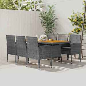 Imagine vidaXL Set de mobilier de exterior, 7 piese, gri, poliratan