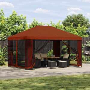 Imagine vidaXL Pavilion cu panouri laterale 4 × 3 m Terracota