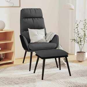 Imagine vidaXL Scaun relaxare cu taburet, gri închis, textil/piele ecologică