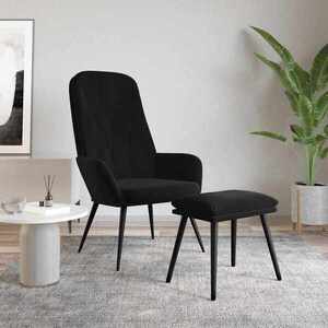 Imagine vidaXL Scaun de relaxare cu taburet, negru, catifea