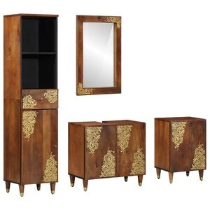 Imagine vidaXL Set dulap baie 4 buc. Maro miere 62 x 33 x 58 cm