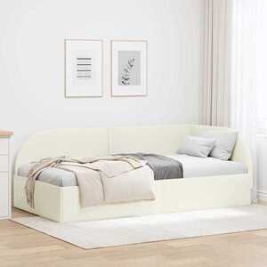 Imagine vidaXL Cadru de pat colțar cu headboard Crem 100 cm x 200 cm Catifea