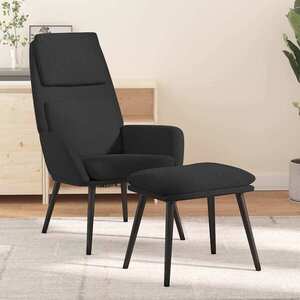 Imagine vidaXL Scaun de relaxare cu taburet, negru, textil