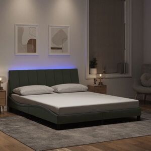 Imagine vidaXL Cadru de pat cu LED fără saltea, Hanko, gri deschis, 152x203 cm, catifea