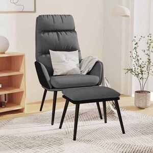 Imagine vidaXL Scaun relaxare cu taburet, gri deschis, textil/piele ecologică