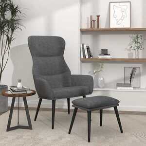 Imagine vidaXL Scaun de relaxare cu taburet, gri deschis, material textil