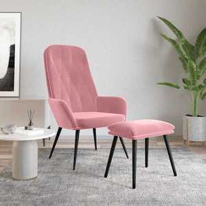 Imagine vidaXL Scaun de relaxare cu taburet, roz, catifea