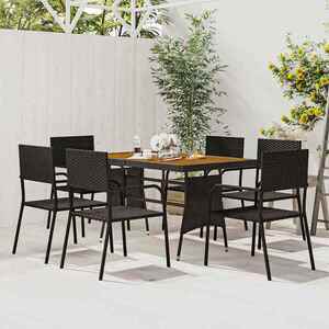 Imagine vidaXL Set mobilier de exterior, 7 piese, negru, poliratan