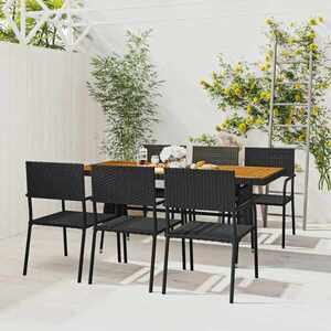Imagine vidaXL Set mobilier de exterior, 7 piese, negru, poliratan