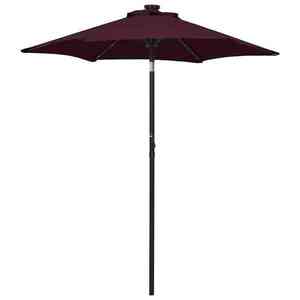 Imagine vidaXL Umbrelă de soare cu lumini LED, roșu bordo, 200x211cm, aluminiu