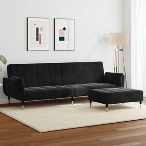 Imagine vidaXL Canapea extensibilă, negru, catifea