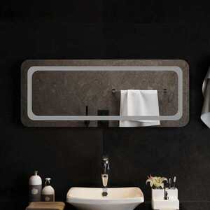 Imagine vidaXL Oglindă de baie cu LED cu oglindă Transparent 100 x 40 cm