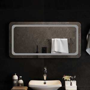 Imagine vidaXL Oglindă de baie cu LED cu oglindă Transparent 100 x 50 cm