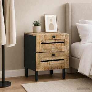 Imagine vidaXL Noptieră natural 40 x 33 x 46 cm Lemn de mango solid