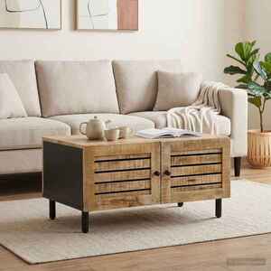 Imagine vidaXL Masă de cafea natural 80 x 50 x 40 cm Lemn de mango solid