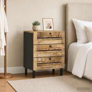 Imagine vidaXL Noptieră natural 50 x 33 x 62 cm Lemn de mango solid