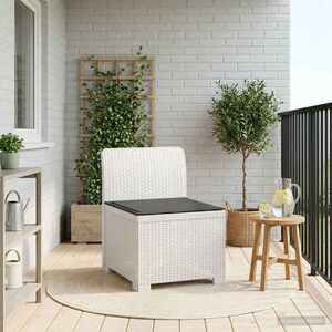 Imagine vidaXL Canapea de Grădină cu 1 Loc cu Pernă Aspect Rattan PP Alb