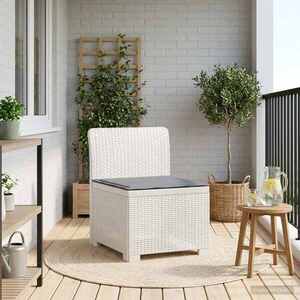 Imagine vidaXL Canapea de Grădină cu 1 Loc cu Pernă Aspect Rattan PP Alb