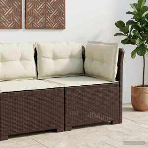 Imagine vidaXL Canapea de Grădină cu 1 Loc cu Perne Aspect Rattan PP Maro