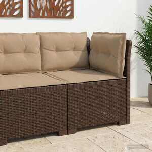 Imagine vidaXL Canapea de Grădină cu 1 Loc cu Perne Aspect Rattan PP Maro