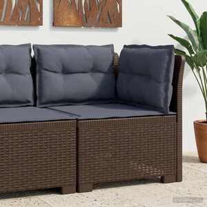 Imagine vidaXL Canapea de Grădină cu 1 Loc cu Perne Aspect Rattan PP Maro