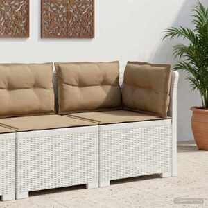 Imagine vidaXL Canapea de Grădină cu 1 Loc cu Perne Aspect Rattan PP Alb