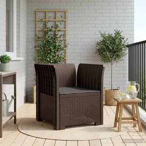 Imagine vidaXL Fotoliu cu 1 Loc cu Pernă Aspect Rattan PP Maro