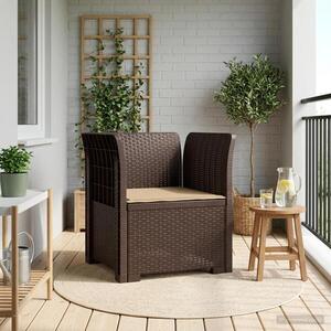 Imagine vidaXL Fotoliu cu 1 Loc cu Pernă Aspect Rattan PP Maro